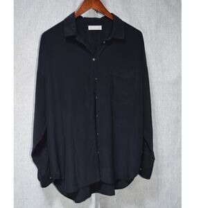Everlane Black Silk Button Front Long Sleeve Blouse 16